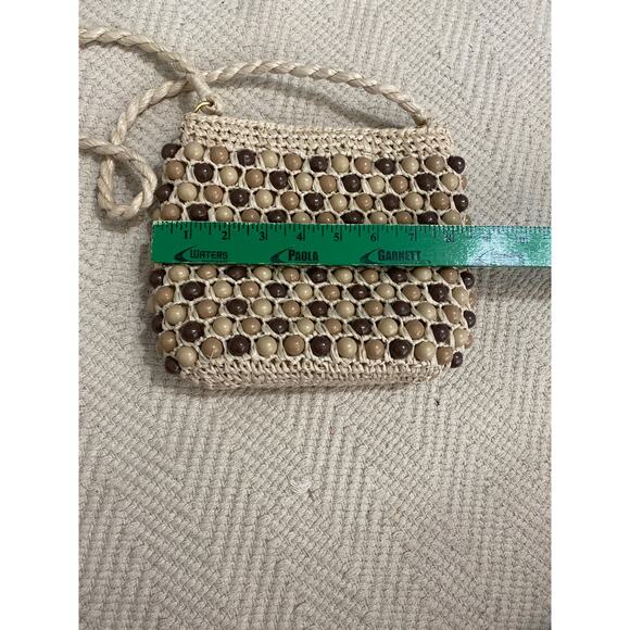 Vintage Macrame Woven Beaded Shoulder Bag Medium Festival - Picture 5 of 10